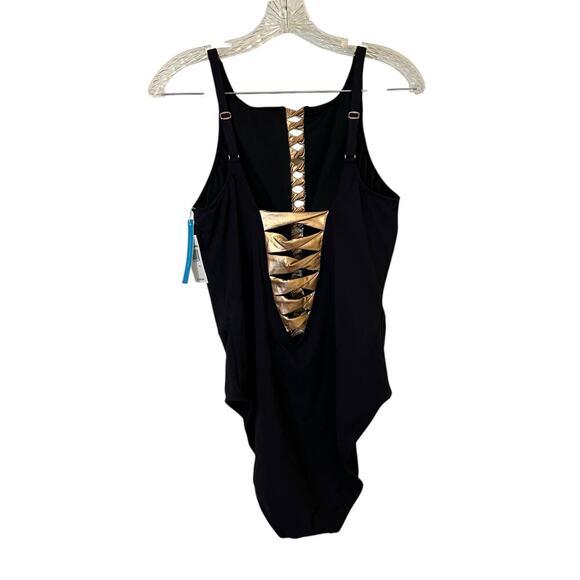 Bleu Rod Beattie Twister High Neck Cut Out One Piece Swimsuit Size 14 MWT - Picture 3 of 12